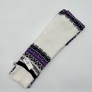 Talbots Fair Isle Knit Scarf Purple Black White Cotton Wool Blend BD3027 NEW